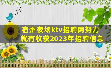 宿州夜场ktv招聘网努力就有收获2023年招聘信息